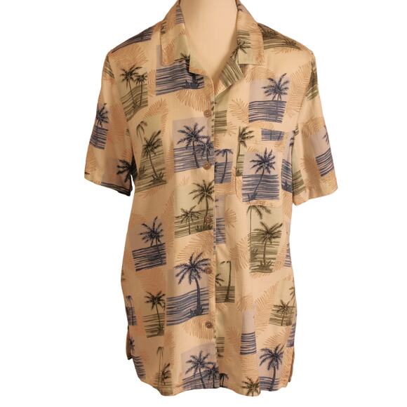 Alfred Dunner Tops - Vintage Women's Short Sleeve Button up Palms/Hawaiian Shirt sz 12